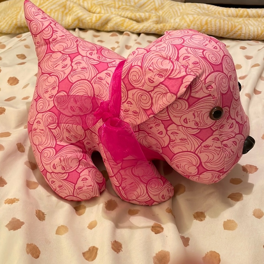 Barbie Print Stuffed Dog